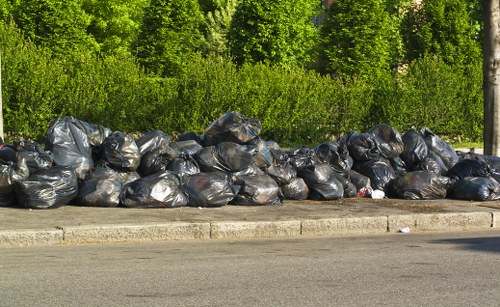 Different types of business waste ready for removal